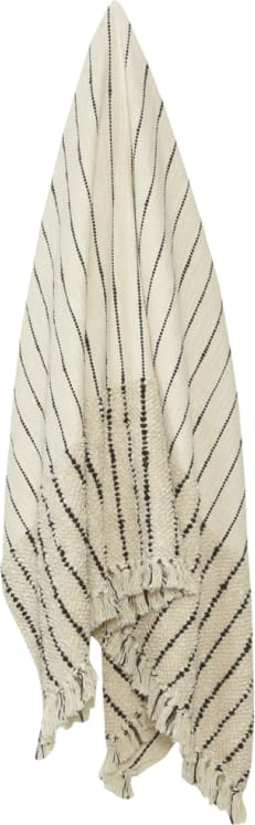 Woven Throw Cotton Natural Black 160cm x 130cm 