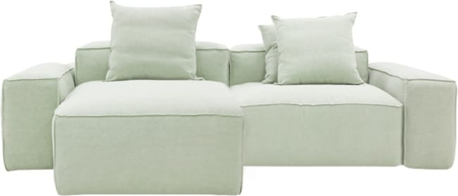 Riley Linen Oatmeal Modular Sofa - 2 Seater Chaise color Linen Oatmeal
