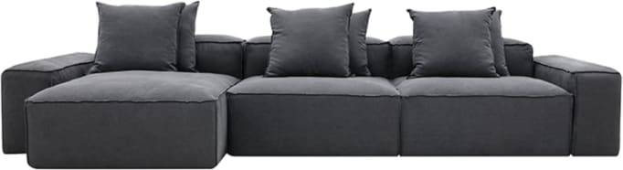 Riley Linen Charcoal Modular Sofa - 3 Seater Chaise color Linen Charcoal