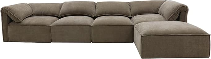 Kai Tribute Walnut Modular Sofa - 4 Seater and Ottoman color Tribute Walnut