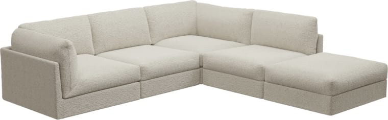 Finley Boucle Ivory Modular Sofa - 5 Seater RAF Terminal color Boucle Ivory