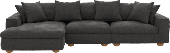 Tully California Charcoal Chaise Sofa - 3 Seater color California Charcoal
