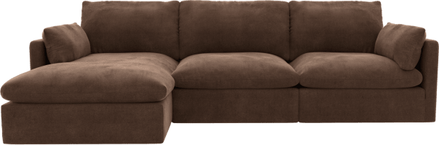 Willow Apt Muse Chocolate 3 Seater Chaise Sofa color Muse Chocolate