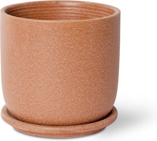 Allegra Pot w. Saucer - 15 x 15 x 15cm color Terracotta