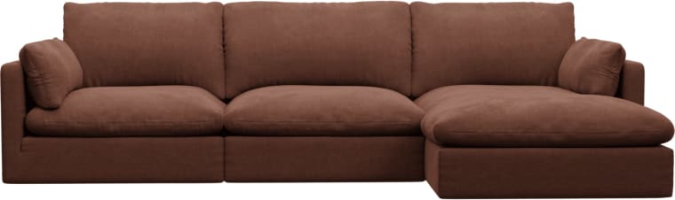 Willow Muse Rust Chaise Sofa - 3 Seater color Muse Rust