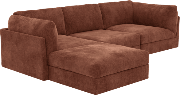 Finley Muse Rust Modular Sofa with Ottoman - 3 Seater color Muse Rust