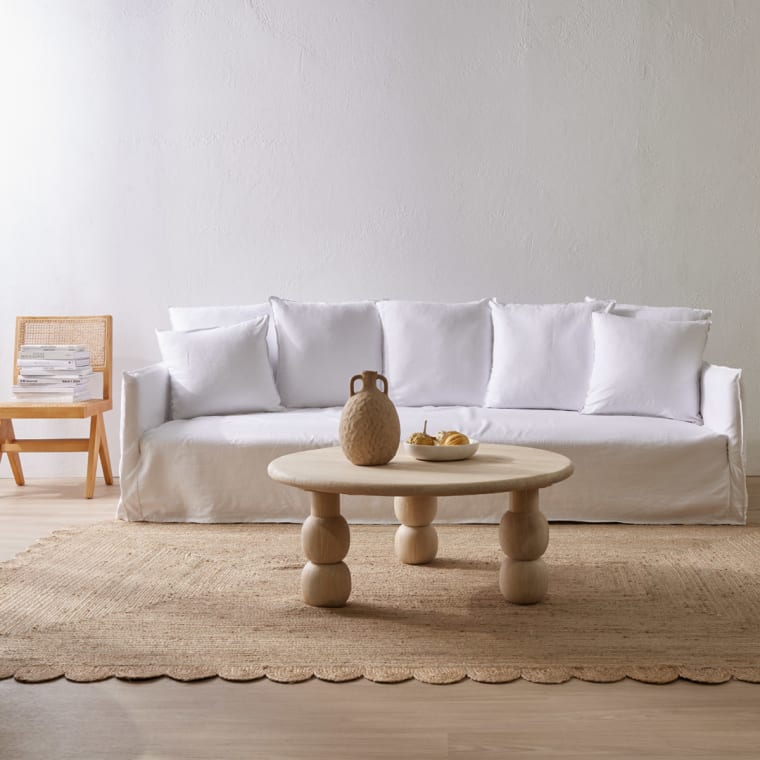 Como Linen Sofa Pure White - 3.5 Seater color Linen Pure White