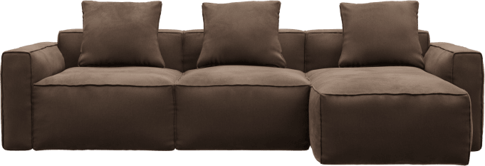 Riley Apt Muse Chocolate Sofa - 3 Seater Chaise color Muse Chocolate