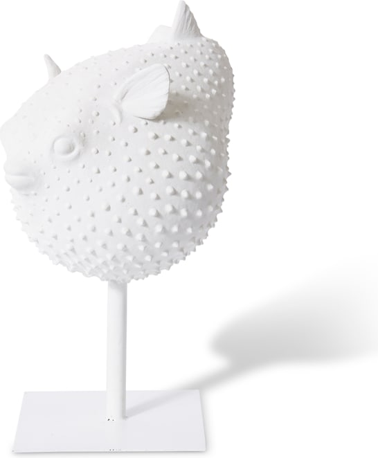 Blowfish Sculpture on Stand White - 46cm color White