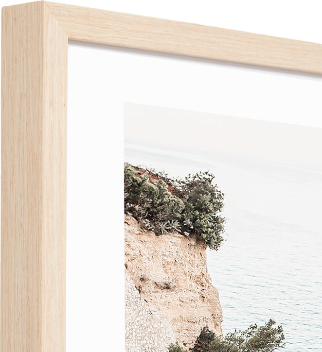 Italian Peninsula Natural Veneer Framed Print - 64cm X 79cm color Blue