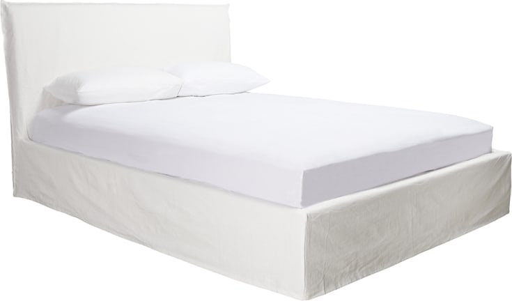 Noosa Linen Pure White Bed Slipcover color Linen Pure White