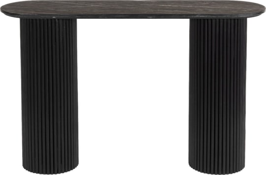 Paloma Black Marquina Marble & Mango Wood Console Table color Black