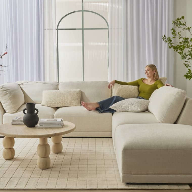 Emily Modular Sofa California Ivory - 5 Piece color California Ivory
