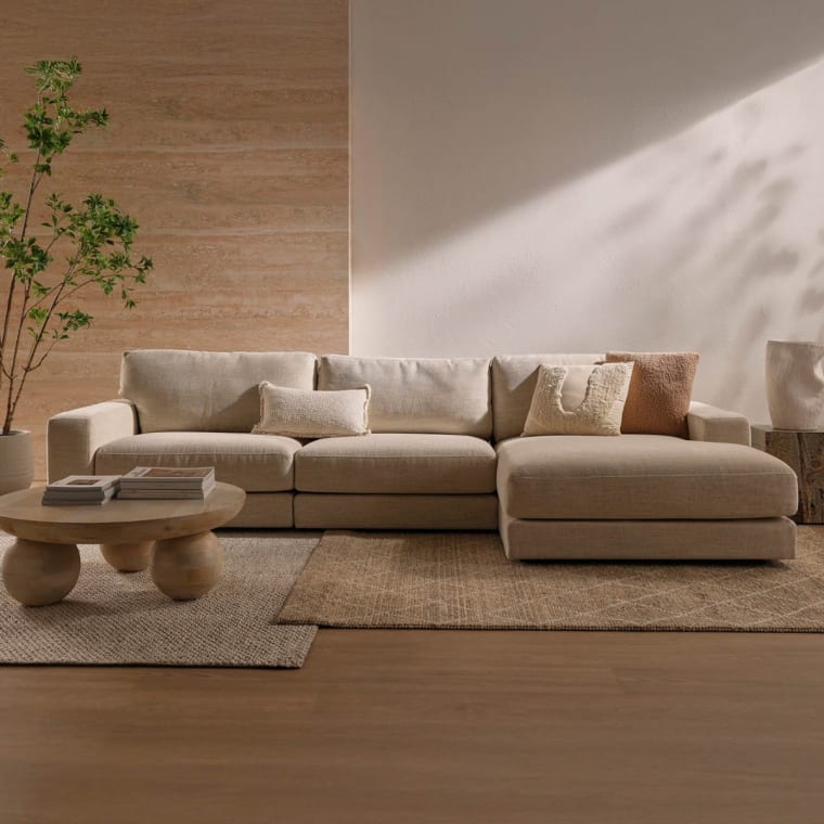 Monica Avon Mineral Chaise Sofa - 3 Seater color Avon Mineral