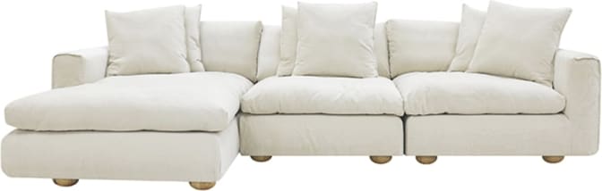 Tully Muse Flax Chaise Sofa - 3 Seater color Muse Flax