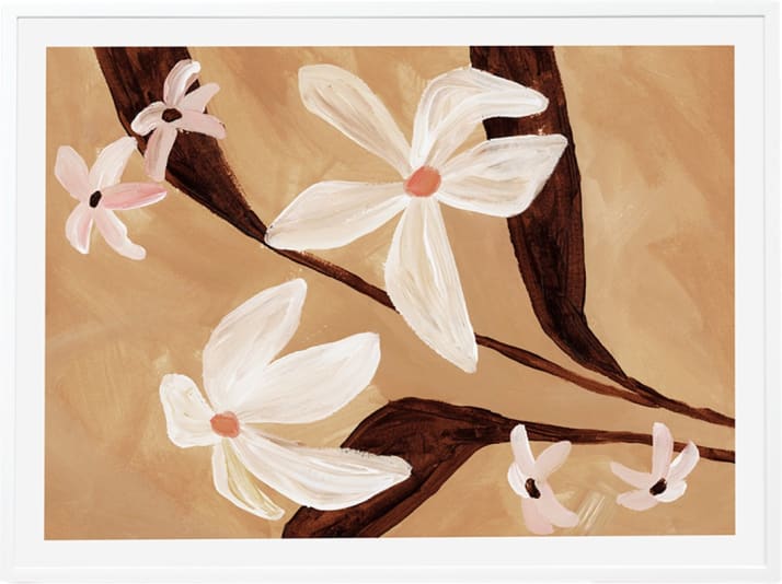 Wildflower Blossoms II White Framed Print - 85cm x 114cm color Natural