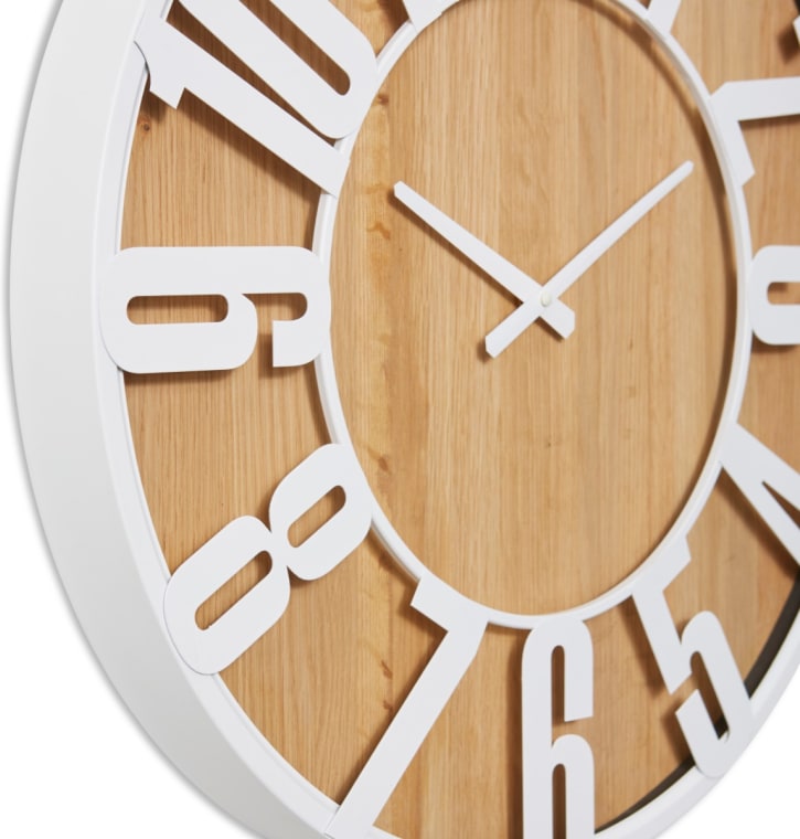 Haddon Wall Clock White - 60cm x 5cm color White/Natural