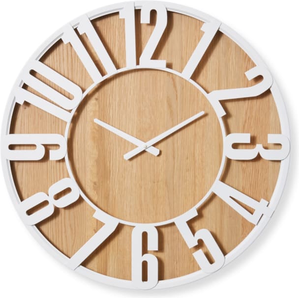 Haddon Wall Clock White - 60cm x 5cm color White/Natural