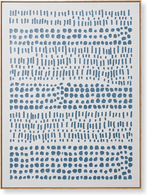 Jabari Hand Painted Wall Art - 90 x 5 x 120 cm color Cream/Blue