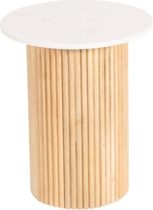 Paloma Banswara Marble & Mango Wood Side Table color White Natural