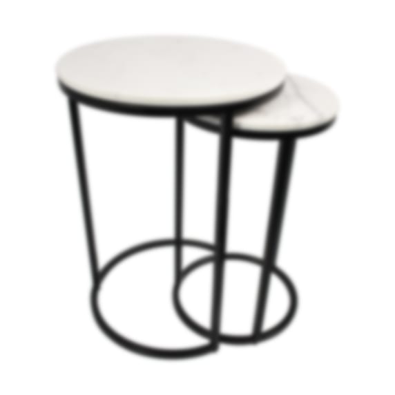 Mercer Marble Side Table (Nested Set of 2) - Black color Black