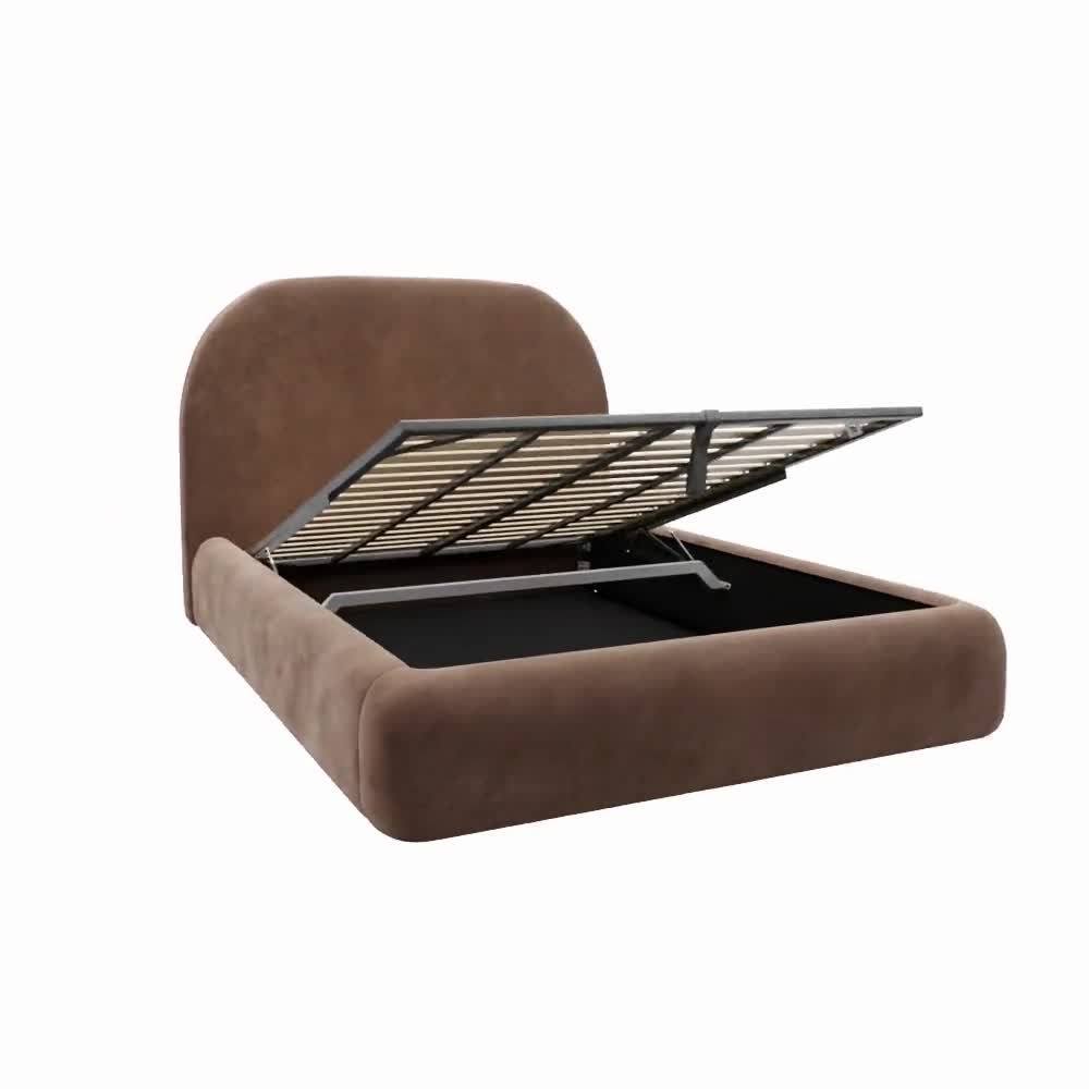 Capri Gas Lift Bed Boucle Pumice King color Pumice
