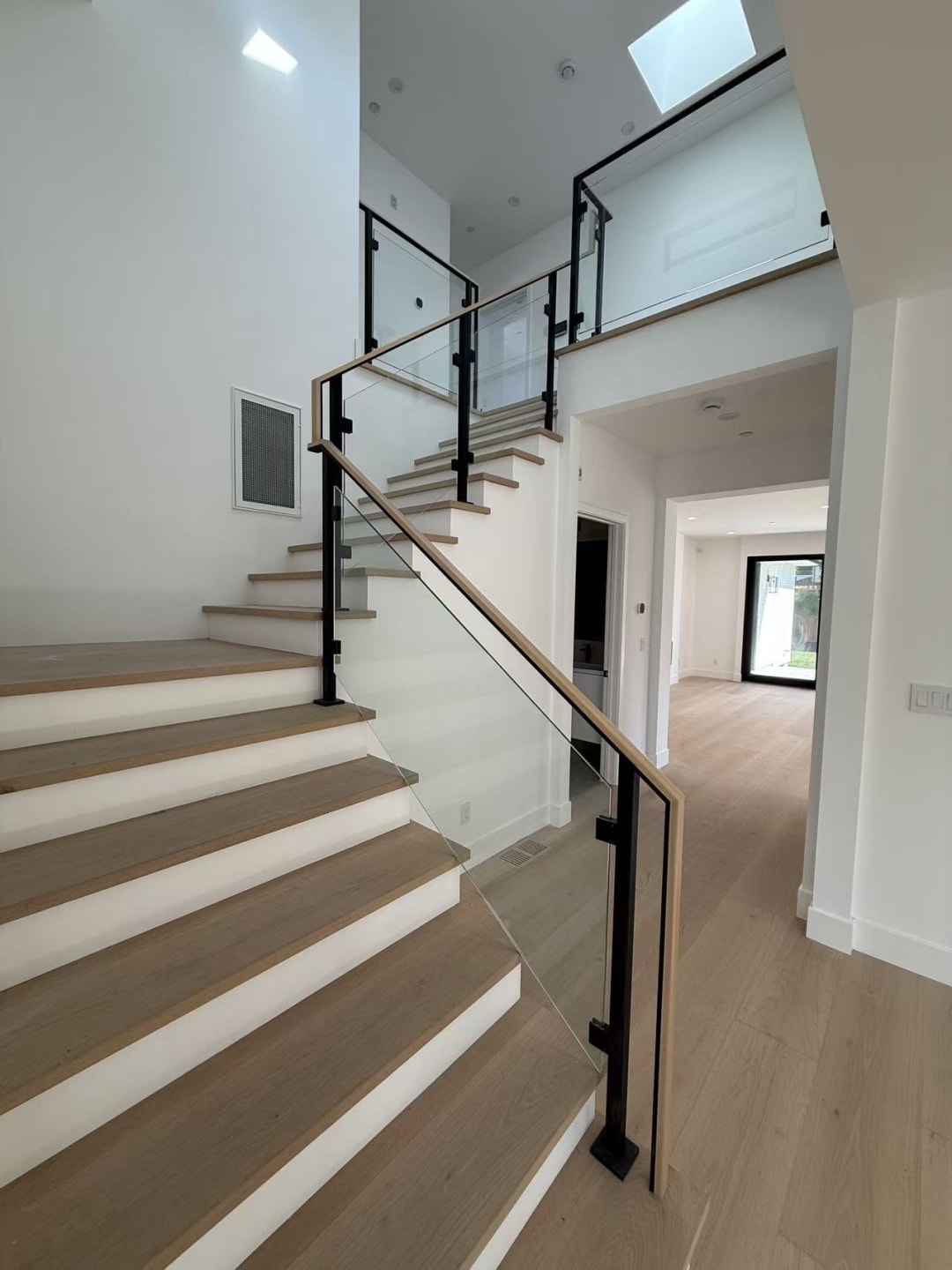 Interior staircase with handrail