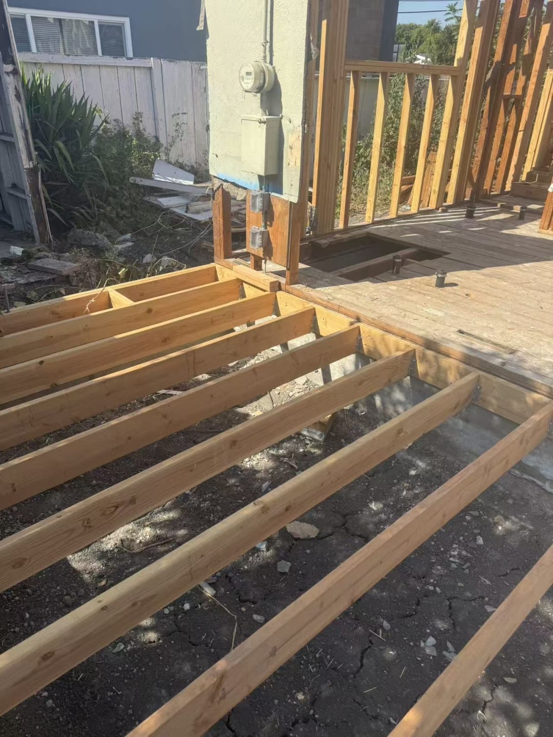Deck ledger board and joists