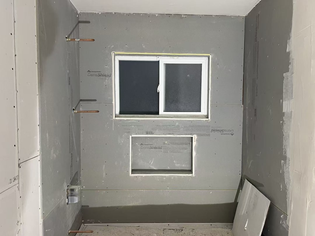 Rough plumbing in closet wall