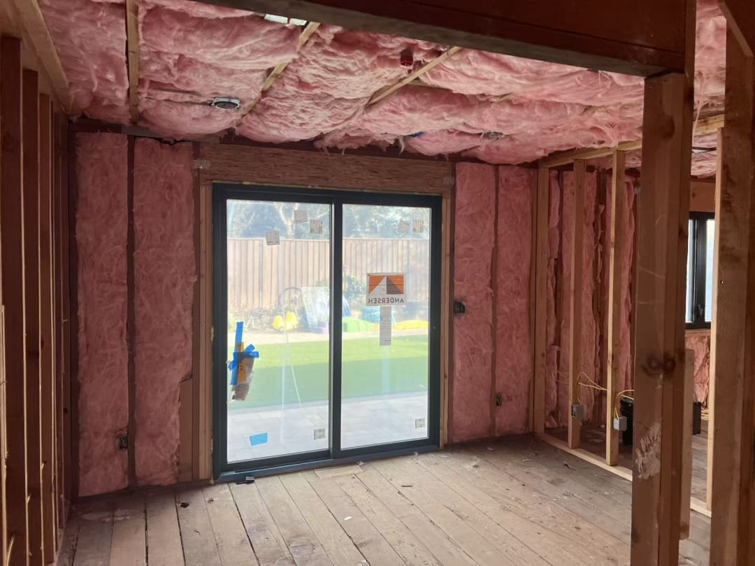 Insulation installed around framed window