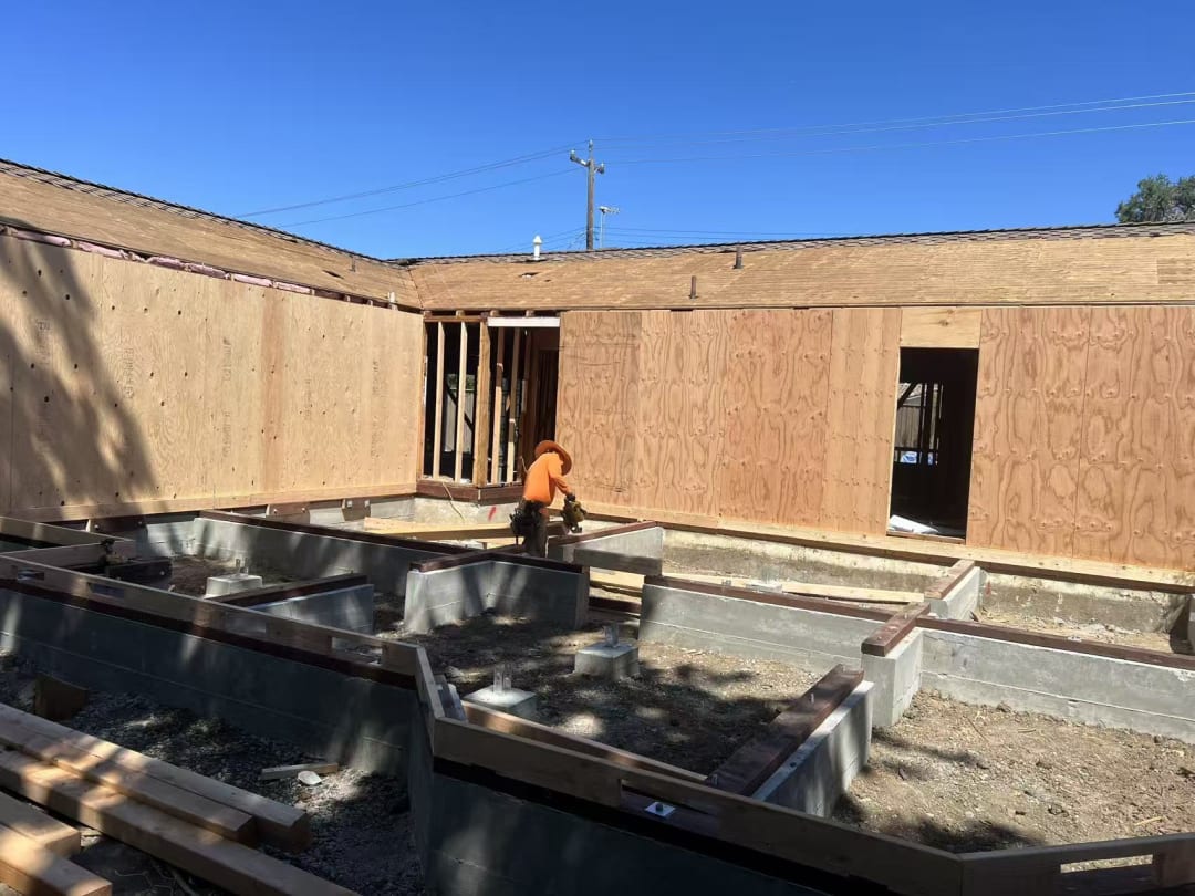 Exterior wall framing on slab foundation