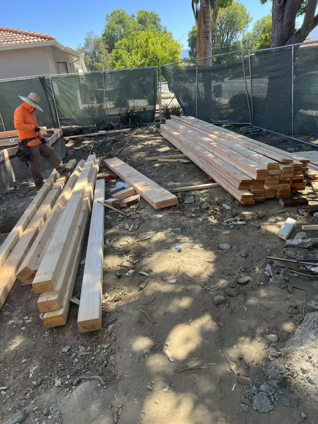 Wall framing anchored to slab