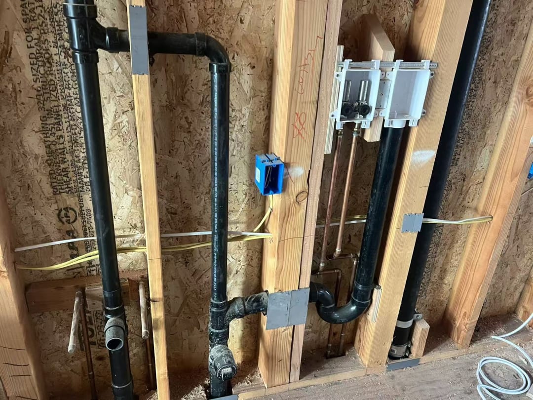 Wiring routed through ceiling joists