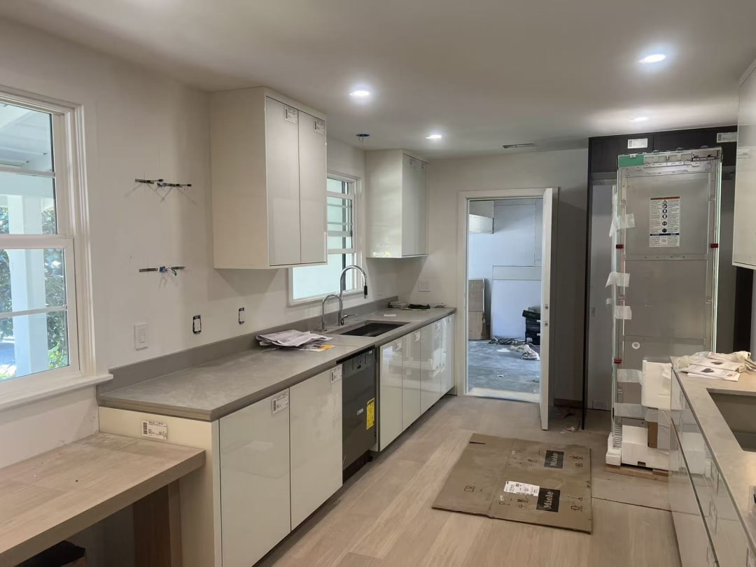 Bright white kitchen with island
