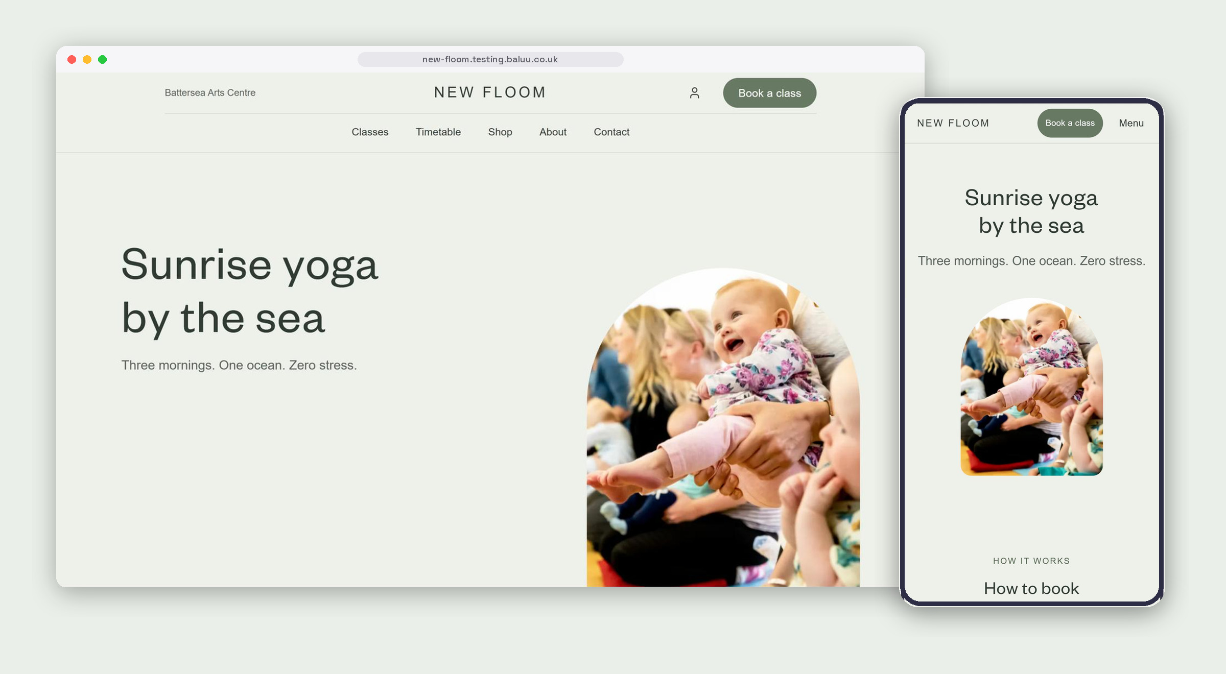The same page on desktop and on a phone