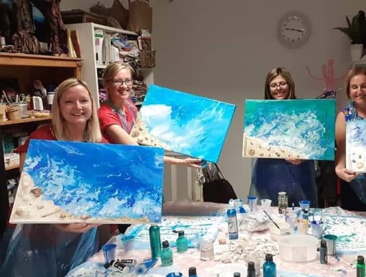 Seascape, Acrylic pour workshop 