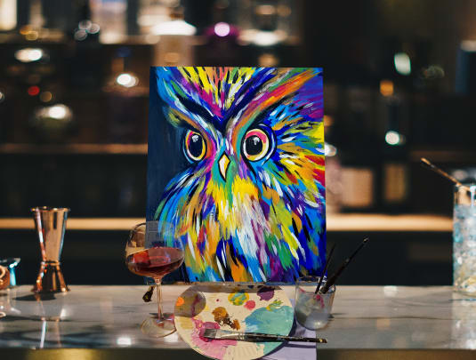 Paint n Sip Bar Event "Colourful Owl"