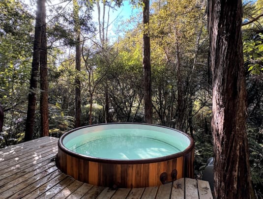 Hot Tub in the nature and use of Fantail chalet