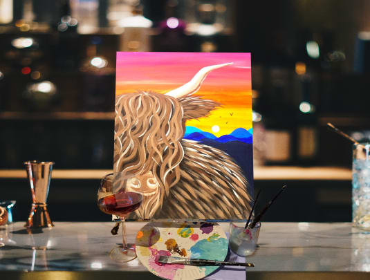 Paint n Sip Bar Event "Highland Cow"