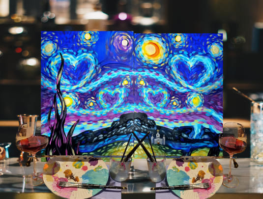 Paint n Sip Bar Event "Lovers Starry Night"