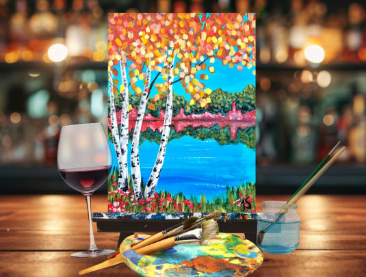 Paint n Sip Bar Event "Birch Wood Tree"