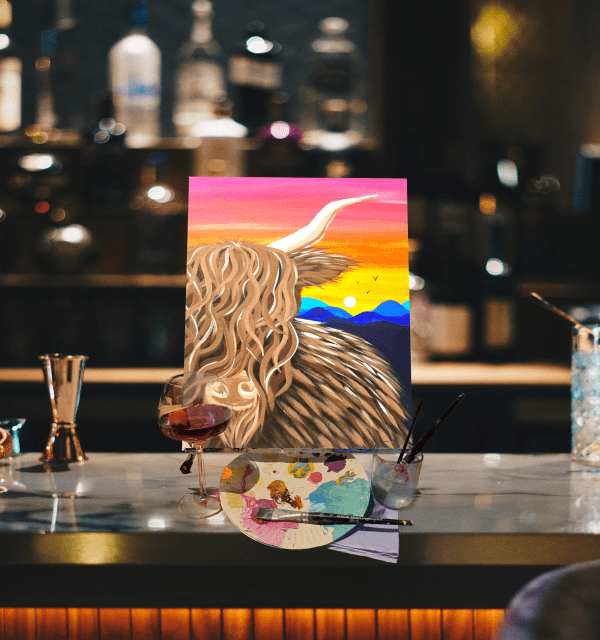 Paint n Sip Bar Event "Highland Cow"