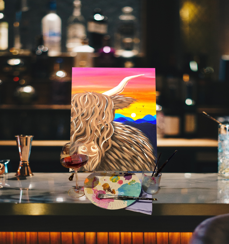 Paint n Sip Bar Event "Highland Cow"