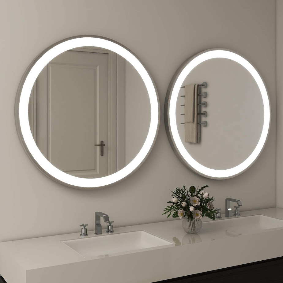 Round LED Mirror with Dimmable Touch Control & Anti-Fog