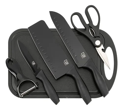 Set de Cuchillos + Tabla Heesem 7 Piezas – Arsenal Táctico y Precisión en tu Cocina