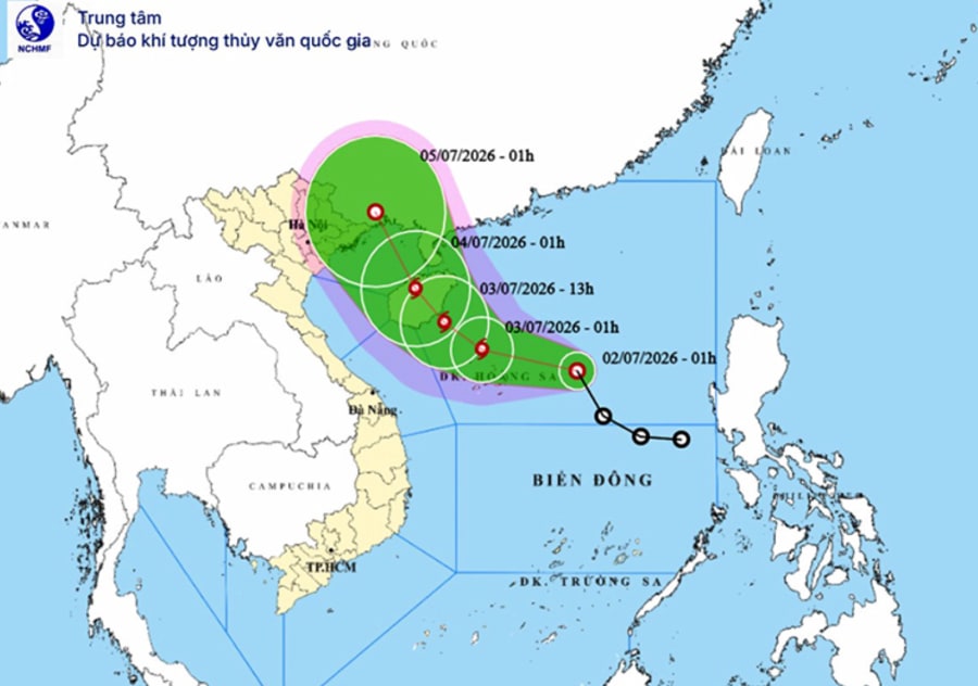 Vị trí và đường đi của áp thấp nhiệt đới. Ảnh: thoitietvietnam.gov.vn