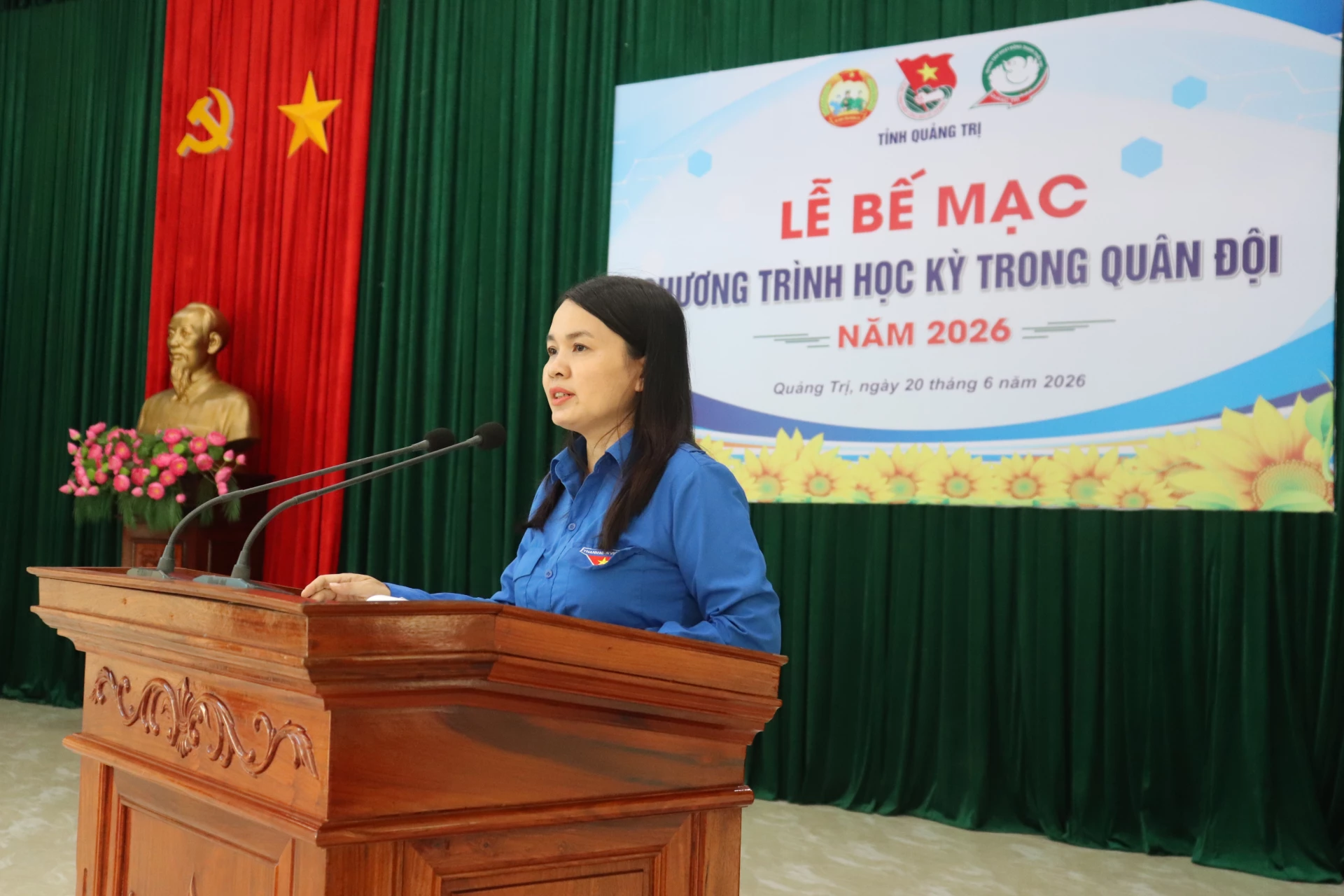 Đồng chí Trần Thị Thu, Tỉnh ủy viên, Bí thư Tỉnh đoàn Quảng Trị, phát biểu chỉ đạo tại buổi lễ bế mạc trang trọng.