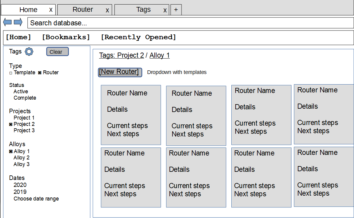 Search wireframe