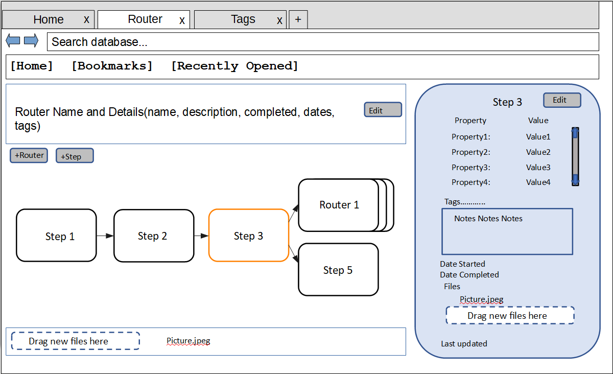 Router Details wireframe