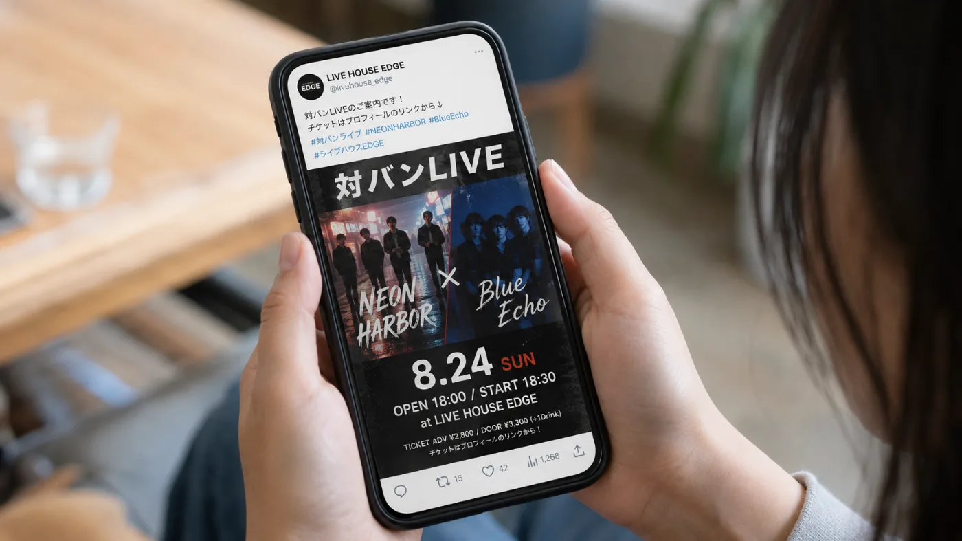 対バンライブの告知
